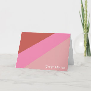 Retro Pink Diagonal Stripe Personalisiert Statione Karte
