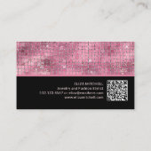 Retro Pink Disco Ball Mirror | QR-Code Visitenkarte (Rückseite)