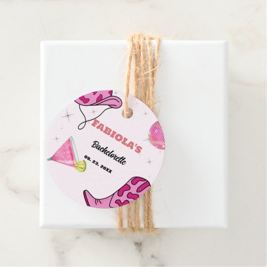 Retro Pink Disco Cowgirl Western Bachelorette Geschenkanhänger (Beispiel)