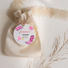 Retro Pink Disco Cowgirl Western Bachelorette Geschenkanhänger