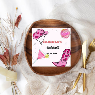 Retro Pink Disco Cowgirl Western Bachelorette Serviette