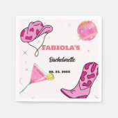 Retro Pink Disco Cowgirl Western Bachelorette Serviette (Vorderseite)