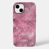 Retro Pink Disco Mirror | Monogramm Case-Mate iPhone Hülle (Rückseite)