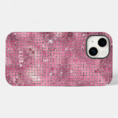 Retro Pink Disco Mirror | Monogramm Case-Mate iPhone Hülle (Rückseite (Horizontal))