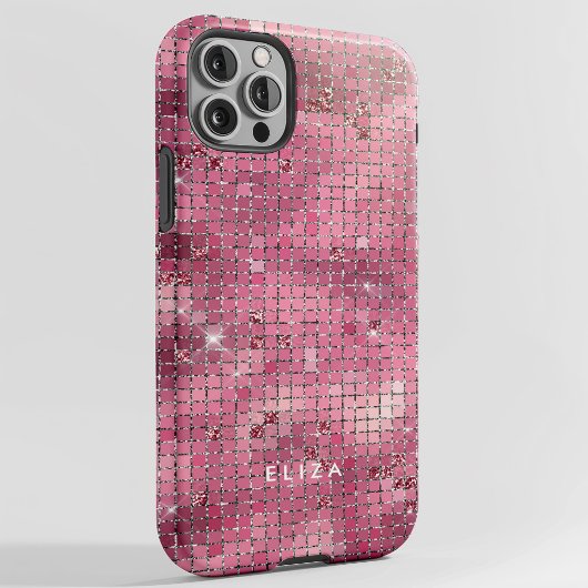 Retro Pink Disco Mirror | Monogramm Case-Mate iPhone Hülle