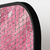 Retro Pink Disco Mirror | Monogramm Pickleball Schläger (Linke Seite)