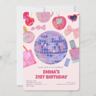 Retro Pink Disco yk2 Ästhetik 21St Geburtstag Einladung