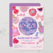 Retro Pink Disco yk2 Ästhetischer Junggeselinnen-A Einladung (Vorne/Hinten)