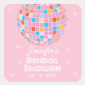 Retro Pink Diskothek Ball 70er 80er Themenhotel Br Quadratischer Aufkleber (Vorderseite)