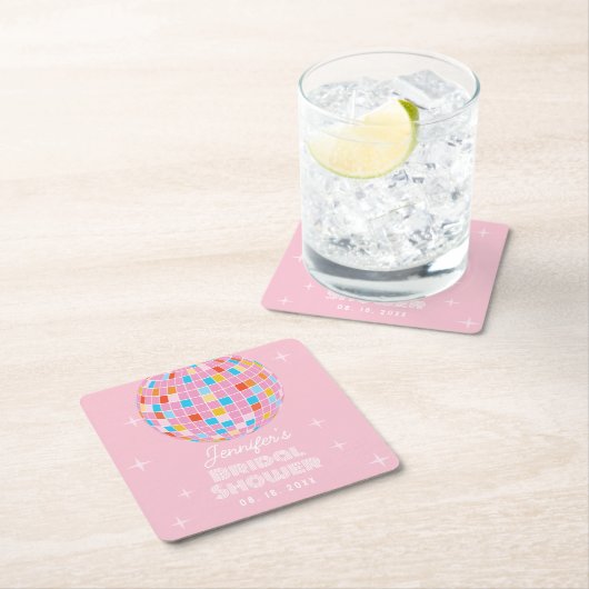 Retro Pink Diskothek Ball 70er 80er Themenhotel Br Rechteckiger Pappuntersetzer (Vor Ort)