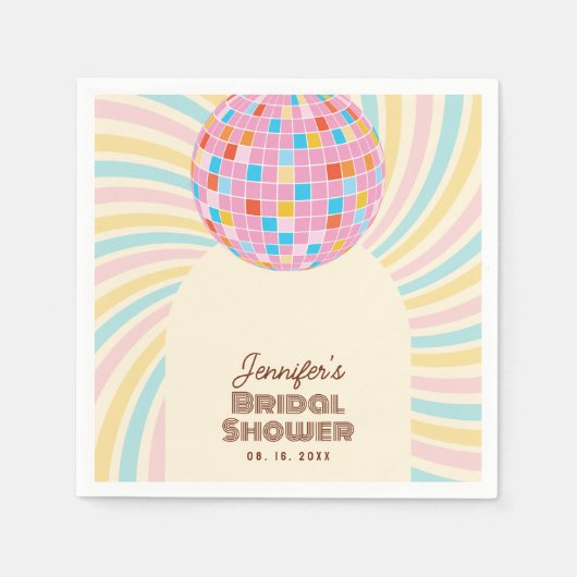 Retro Pink Diskothek Ball Groovy Boho Brautparty Serviette (Vorderseite)