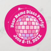 Retro Pink Diskothek Ball PERSONALISIERT Einladung (Vorne/Hinten)
