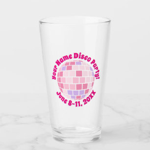 Retro Pink Diskothek Ball PERSONALISIERT Glas