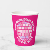 Retro Pink Diskothek Ball PERSONALISIERT Pappbecher (Vorderseite)