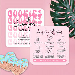 Retro Pink DIY Cookie Decorating Instructions Quadratische Visitenkarte