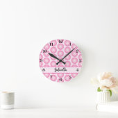 Retro Pink Dot Script Name Personalisiert Wall Clo Runde Wanduhr (Zuhause)