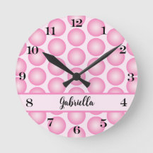 Retro Pink Dot Script Name Personalisiert Wall Clo