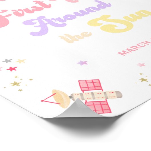 Retro Pink Erster Ausflug rund um das Begrüßungsze Poster (Ecke)