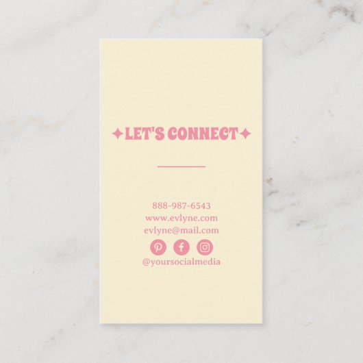 Retro Pink farbenfroh Groovy Floral Boho Girly Bol Visitenkarte (Rückseite)