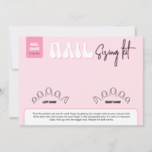 Retro Pink Faux Nails Sizing Kit Display Card (Vorderseite)