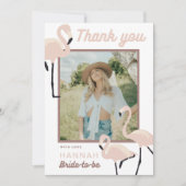 Retro Pink Flamingo Brautparty Danke Karte (Vorderseite)