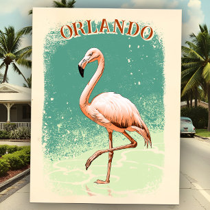 Retro Pink Flamingo Florida Urlaub Souvenir Stadt Postkarte