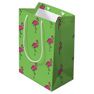 Retro Pink Flamingo Gift Bag Mittlere Geschenktüte