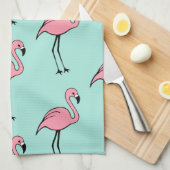 Retro Pink Flamingo Küchengeschenk Geschirrtuch (Viertel Falte)