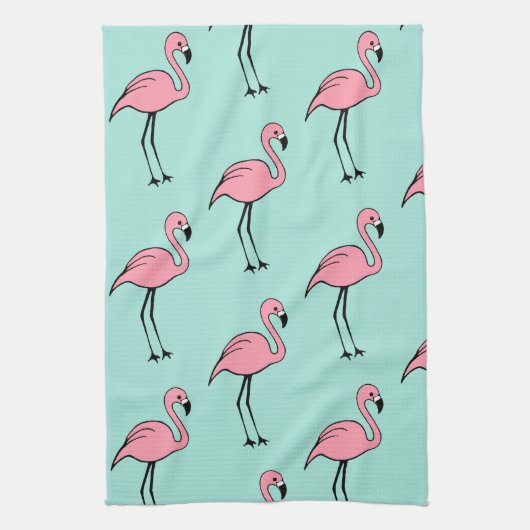 Retro Pink Flamingo Küchengeschenk Geschirrtuch (Vertikal)