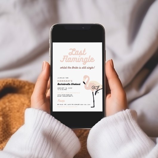 Retro Pink Flamingo Last Flamingle Bachelorette Einladung