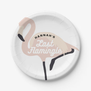 Retro Pink Flamingo Last Flamingle Brautparty Pappteller