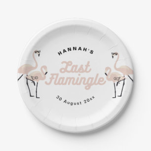 Retro Pink Flamingo Last Flamingle Brautparty Pappteller