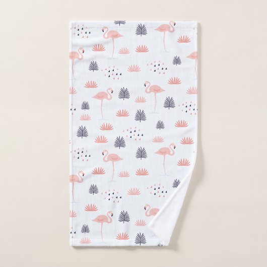 Retro Pink Flamingo Muster by Whimsical Artwork™ Badhandtuch Set (Handtuch)