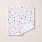 Retro Pink Flamingo Muster by Whimsical Artwork™ Badhandtuch Set (Waschlappen)