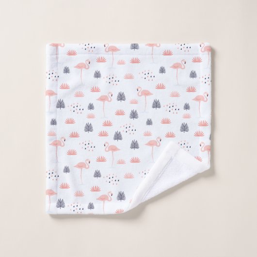 Retro Pink Flamingo Muster by Whimsical Artwork™ Badhandtuch Set (Waschlappen)