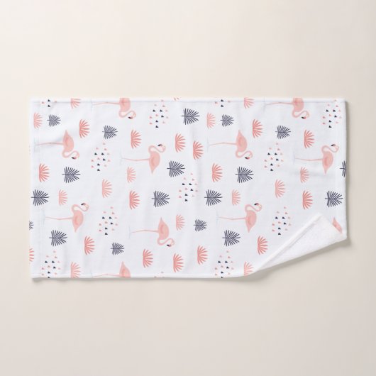 Retro Pink Flamingo Muster by Whimsical Artwork™ Badhandtuch Set (Handtuch)