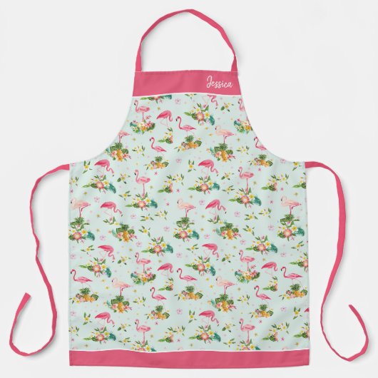 Retro Pink Flamingos Aqua Schürze (Vorderseite)