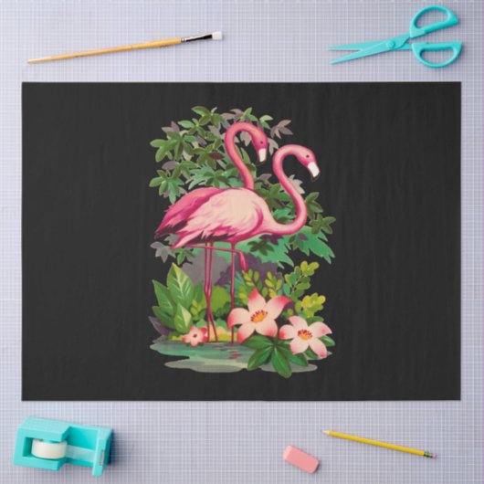 Retro Pink Flamingos Classic Seidenpapier (Basteln)