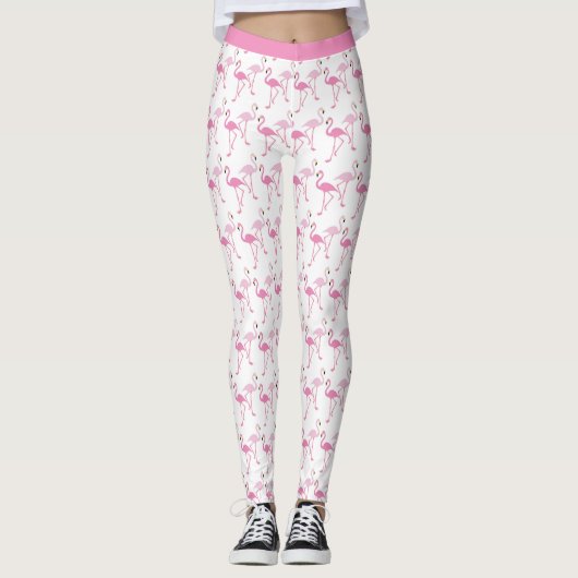Retro Pink Flamingos Tropical Pattern Yoga Leggings (Vorderseite)