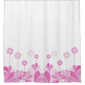 Retro Pink Floral Boho Shower Curtain Duschvorhang (Vorderseite)