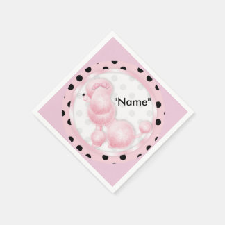 Retro Pink French Poodle Papier Napkins Serviette