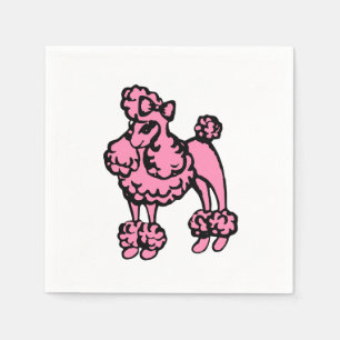 Retro Pink French Poodle Party Napkins Serviette
