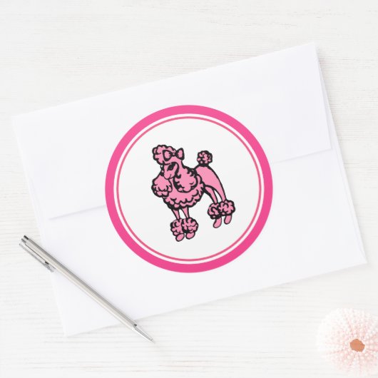 Retro Pink French Poodle Stickers (Umschlag)