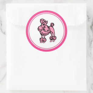 Retro Pink French Poodle Stickers