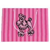 Retro Pink French Poodle Strip Party Geschenktasch Große Geschenktüte (Vorderseite)