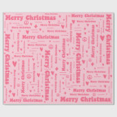 Retro Pink Frohe Weihnachten Frieden und Liebe Mus Geschenkpapier (Flach)