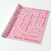 Retro Pink Frohe Weihnachten Frieden und Liebe Mus Geschenkpapier (Ungerollt)