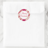 Retro Pink Frohe Weihnachtscreme Geschenkaufkleber Runder Aufkleber (Tasche)