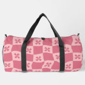 Retro Pink Gelb gedecktes Muster Duffle Bag (Rückseite)