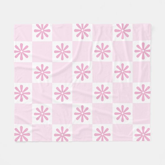 Retro Pink Gelb gedecktes Muster Fleecedecke (Vorderseite (Horizontal))